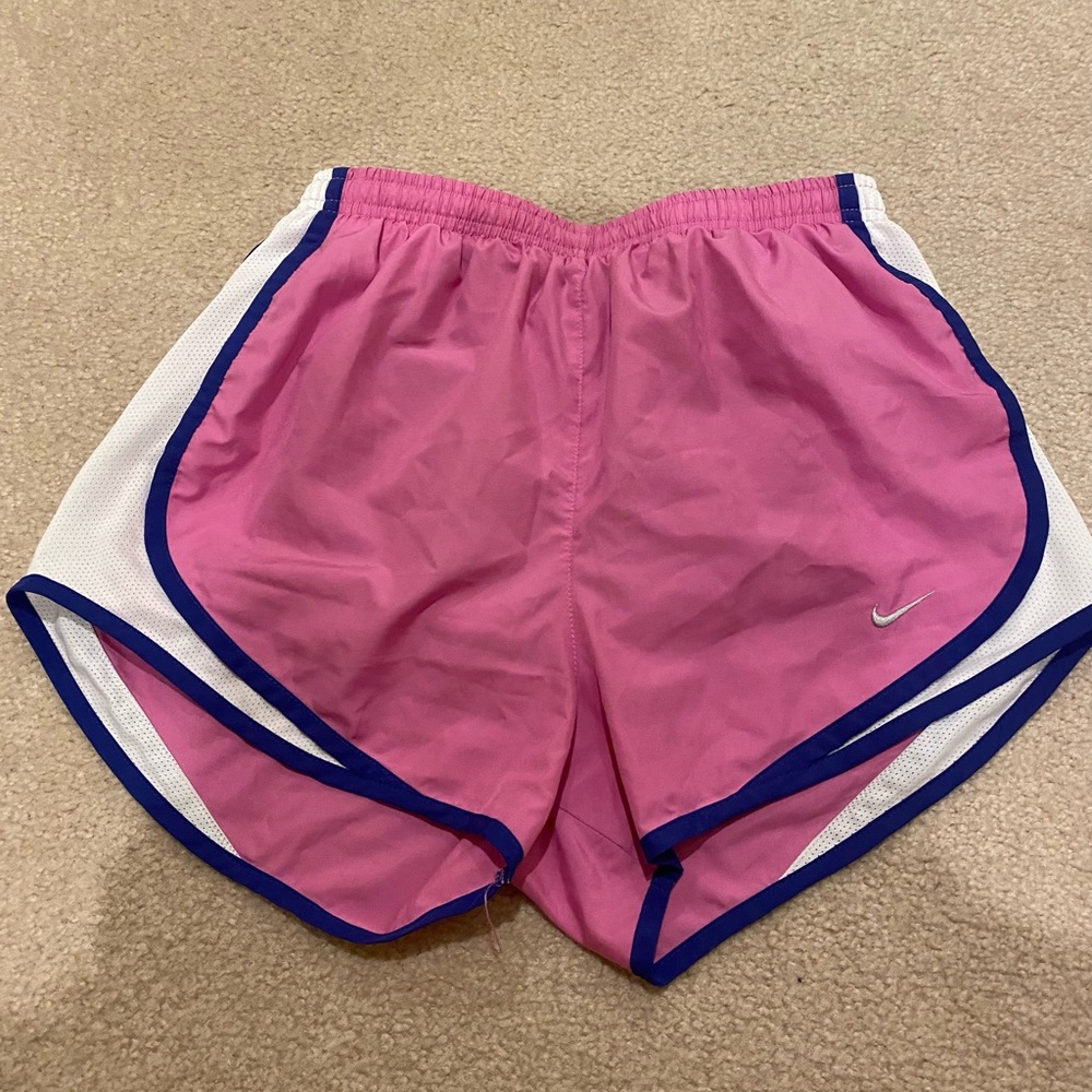 Pink, blue, and white Nike shorts